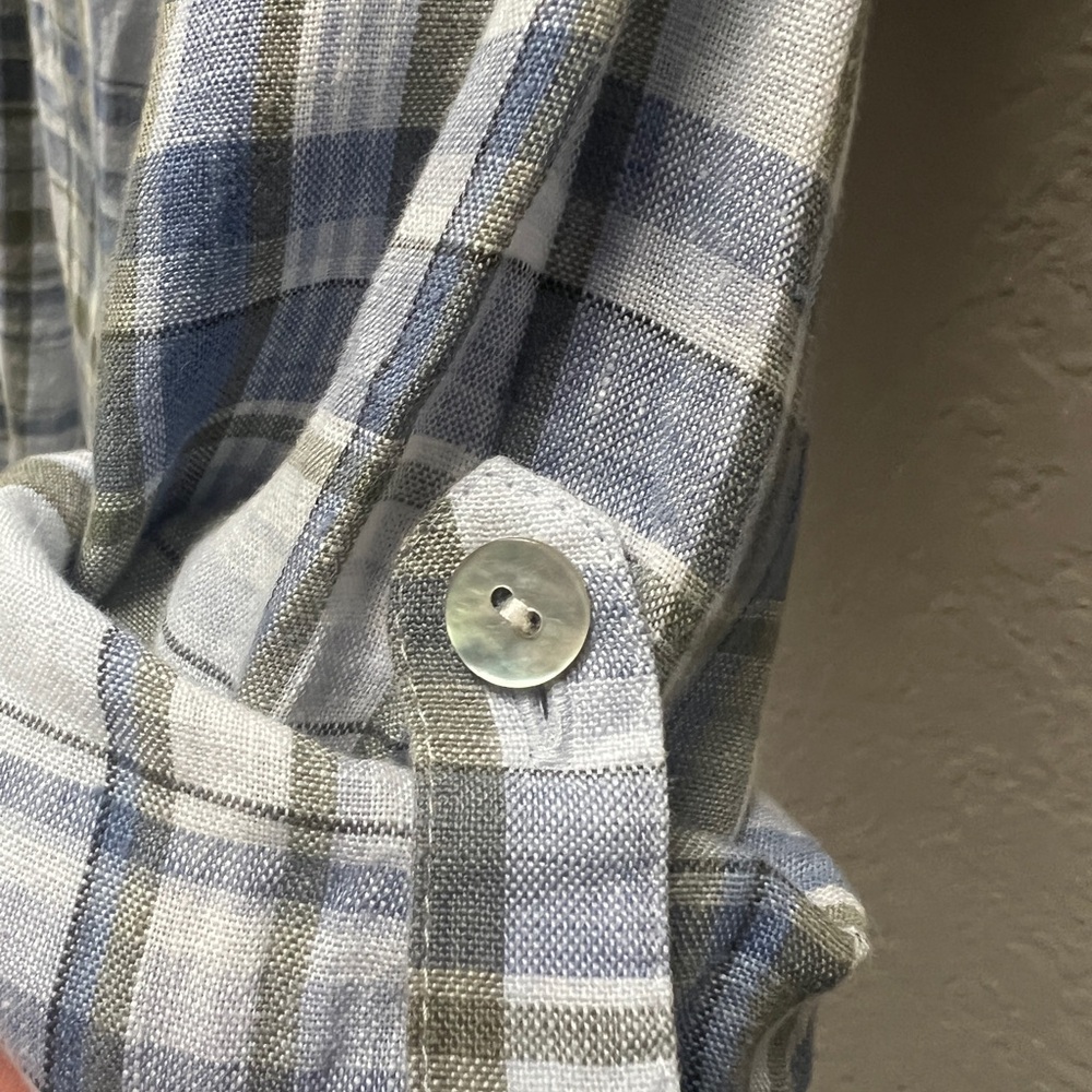 J. Jill Blue and Green Plaid Linen Shirt XS - Picture 3 of 3